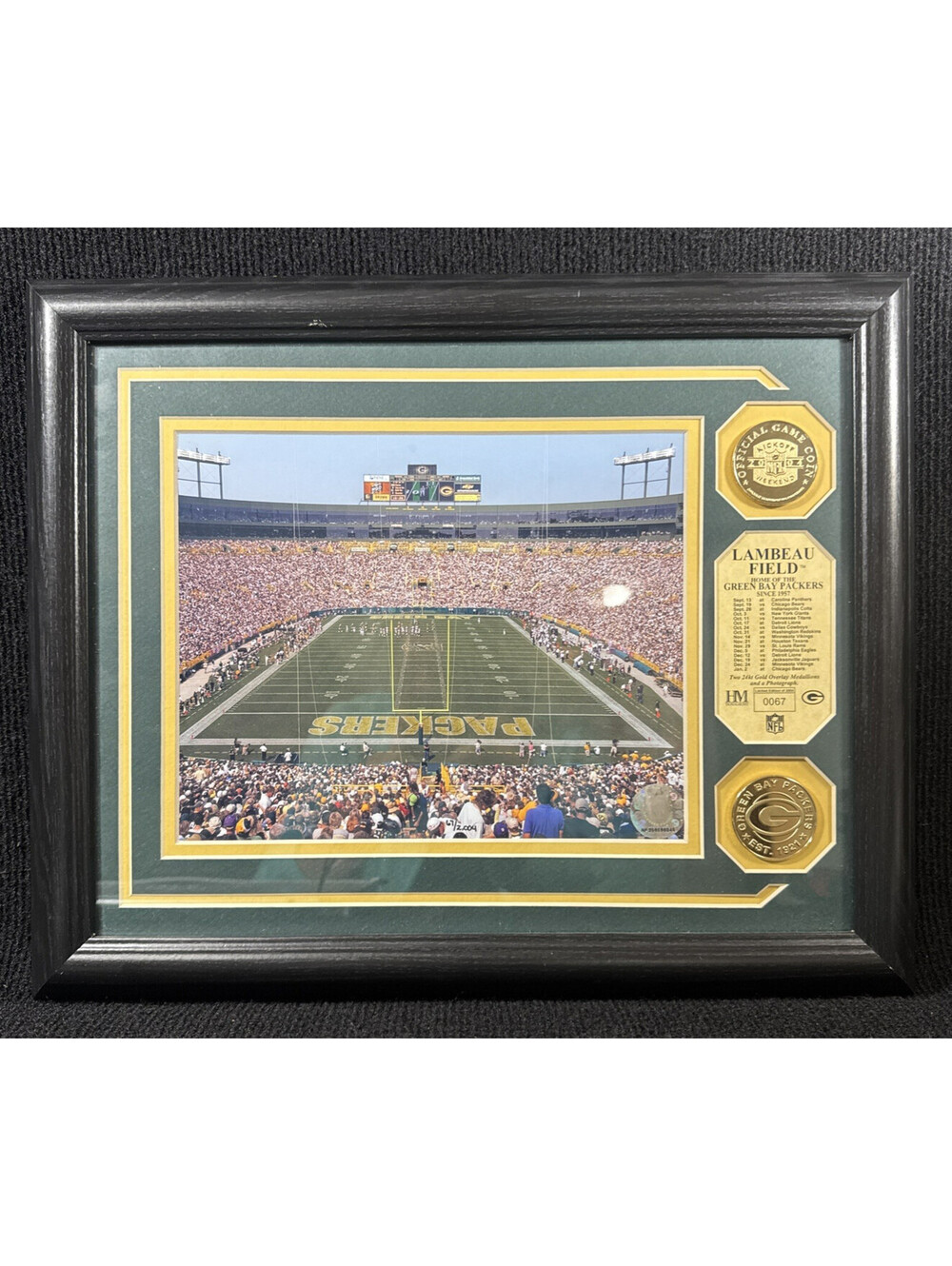 Green Bay Packers Lambeau Field 2004 Framed Photo Schedule Medallions Ltd #67